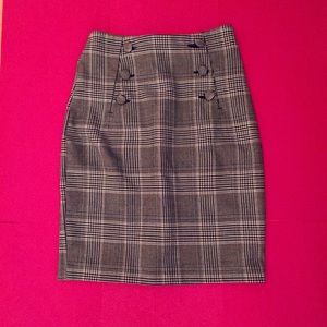 H&M Black and White Plaid Pencil Skirt